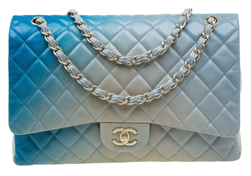 Chanel Chanel Classic Flap Bag (Ombre Blue Maxi, Single Flap) front view