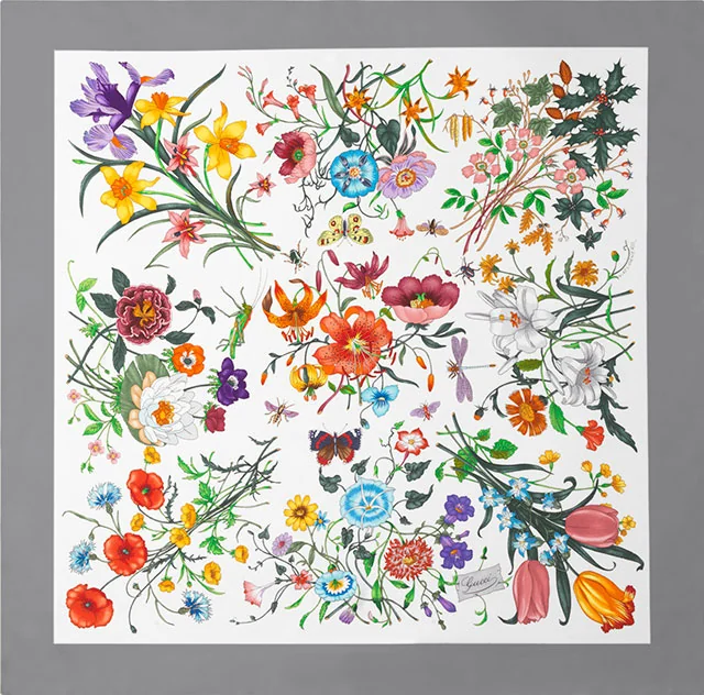 Gucci Flora print collection close-up - Gucci Flora print history
