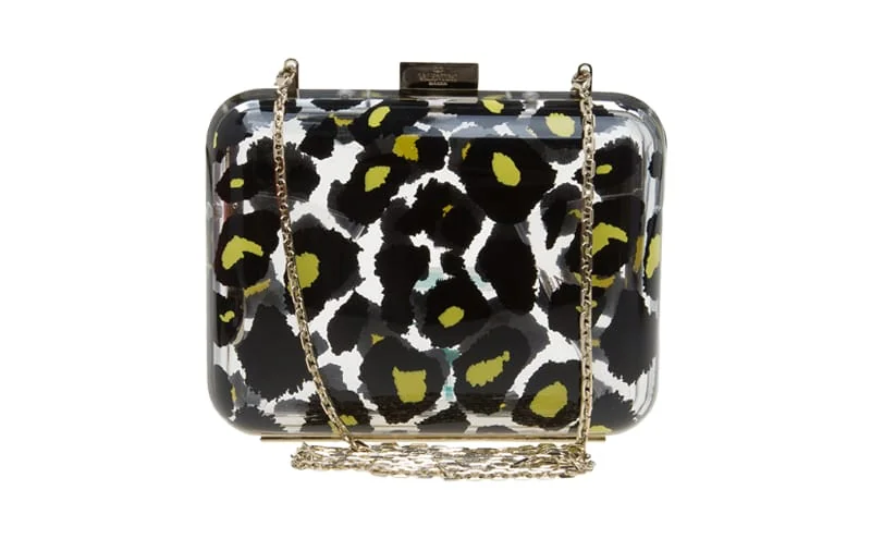 Valentino Valentino Leopard Print Chain Clutch side view