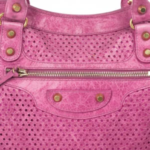 Balenciaga Perforated Classic City Bag with Gold Hardware detail - Balenciaga Sorbet Pink Perforated City bag
