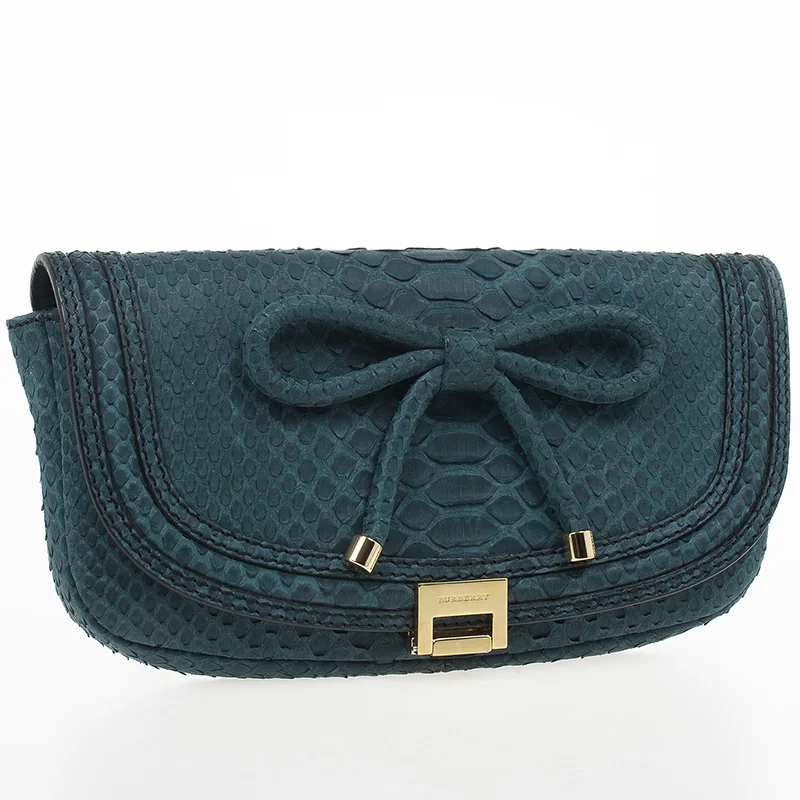 Burberry Iris Clutch in Python Leather front view - Burberry python clutch