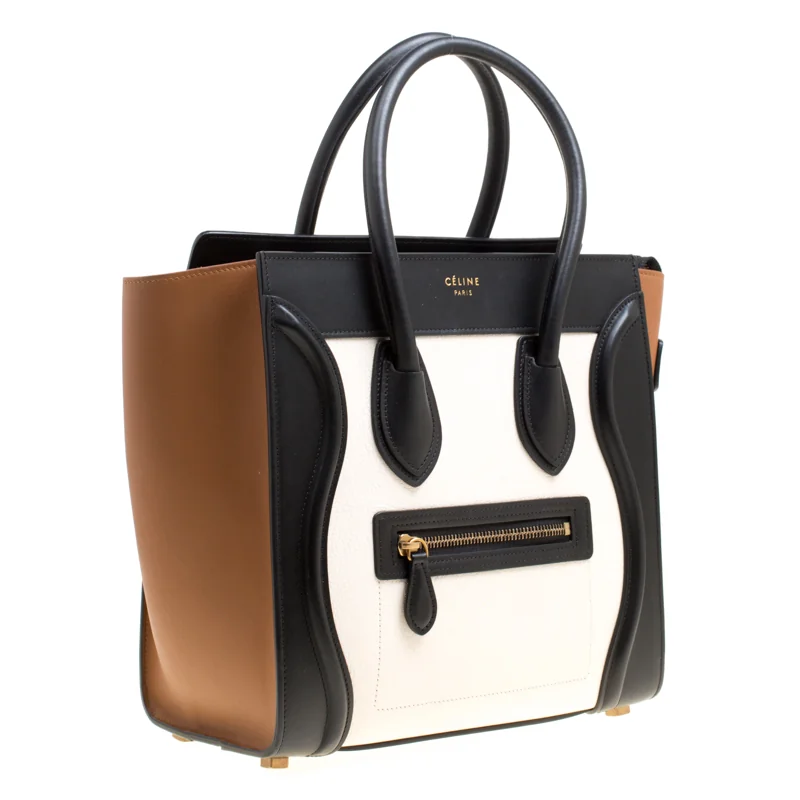 Celine Tricolor Leather Micro Luggage Tote front view - Celine Micro Luggage Tote