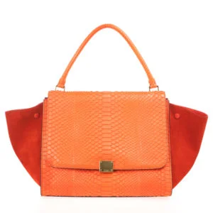 Celine Celine Large Trapeze Bag (Orange Python with Suede Wings) detail - Celine Trapeze bag