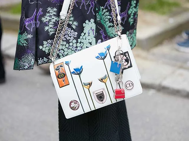Dior Dior Silver Patent Leather Medium Diorama Flap Shoulder Bag front view - Dior Diorama bag