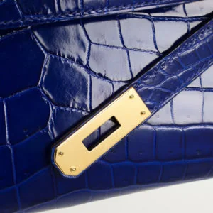Hermès Kelly Cut Clutch detail - Hermes Bleu Electrique