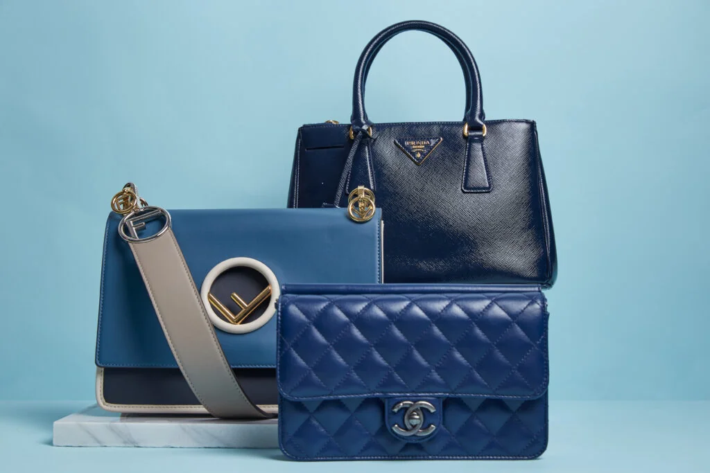 luxury handbag brands side view