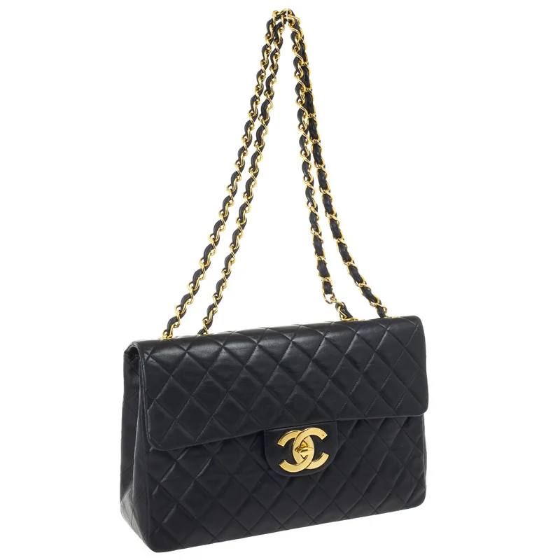 Chanel Vintage Chanel Jumbo XL Flap Bag (Lambskin) front view - vintage Chanel Jumbo flap bag