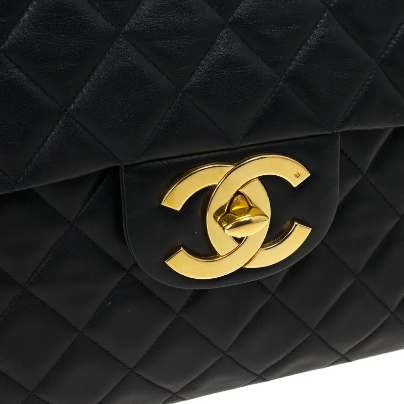 Chanel Vintage Chanel Jumbo XL Flap Bag (Lambskin) side view - vintage Chanel Jumbo flap bag
