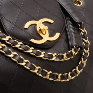 Chanel Chanel Vintage Black Quilted Jumbo Weekender Tote front view - vintage Chanel Jumbo Weekender tote