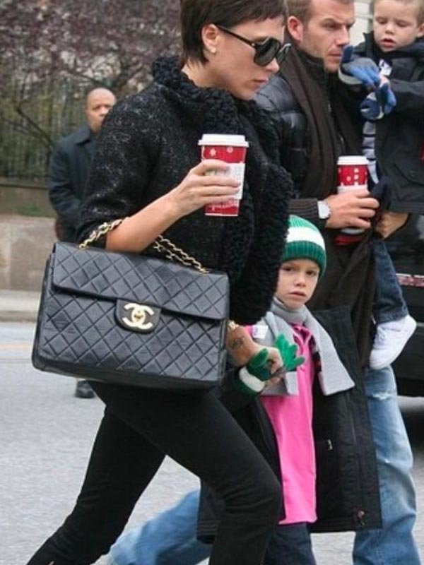 Victoria Beckham CHANEL Vintage Jumbo Flap Bag with Big CC Turnlock