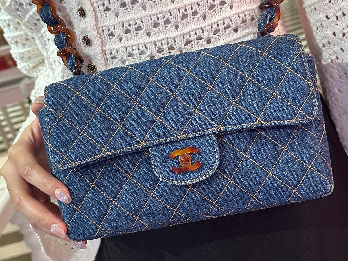 CHANEL tortoiseshell denim bag